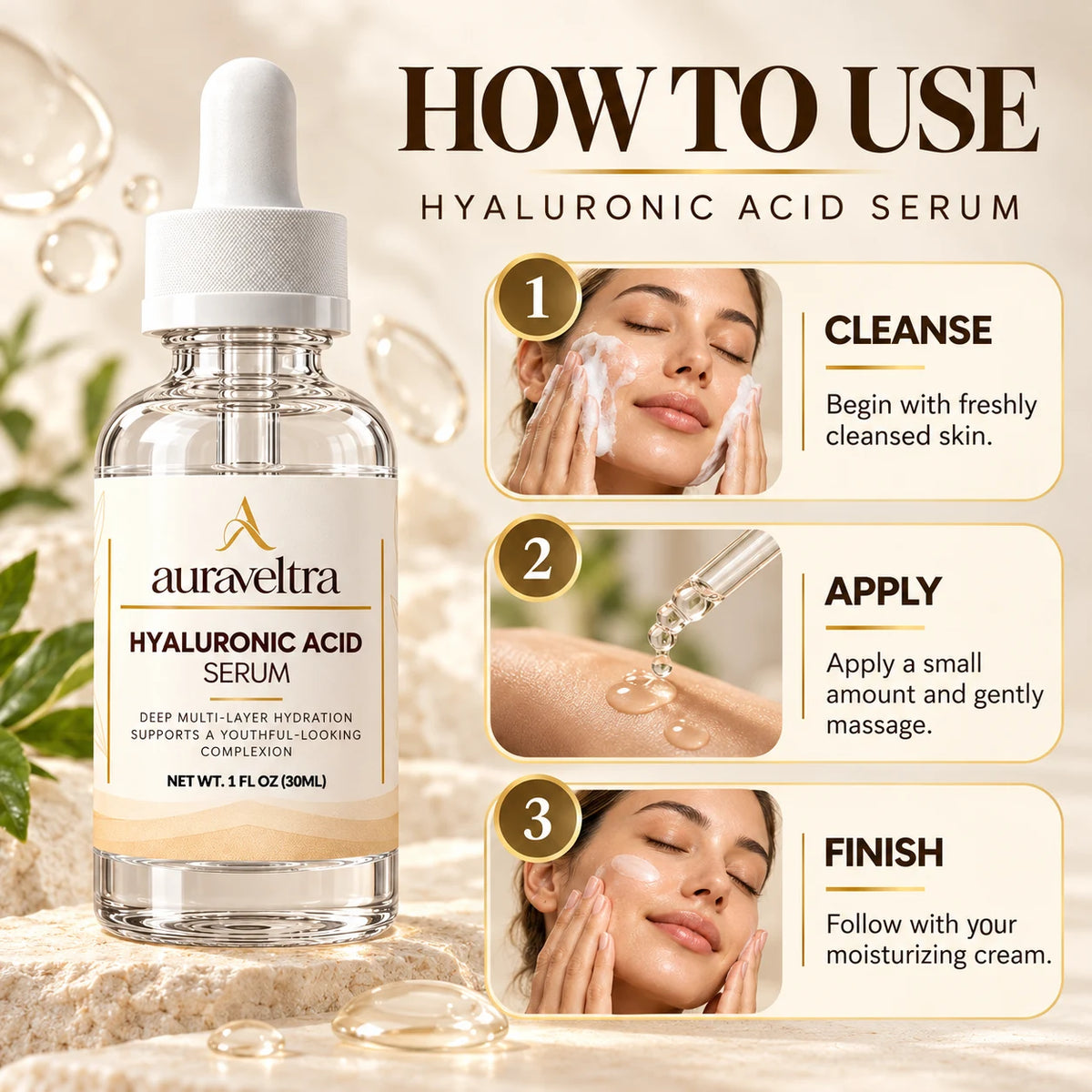 Auraveltra Hyaluronic Acid Serum – 30 mL image 3
