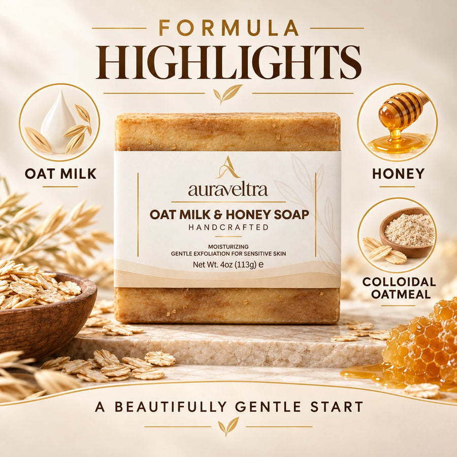 Auraveltra Oat Milk & Honey Soap – 113 g
